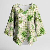 Mokihana Maile Ilima Leis Paniolo Palaka Kimono Sleeve Blouse Hawaiian Omaomo Ala Spirit - Polynesian Pride