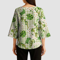 Mokihana Maile Ilima Leis Paniolo Palaka Kimono Sleeve Blouse Hawaiian Omaomo Ala Spirit - Polynesian Pride
