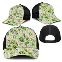 Mokihana Maile Ilima Leis Paniolo Palaka Mesh Trucker Cap Hawaiian Omaomo Ala Spirit LT9 - Polynesian Pride