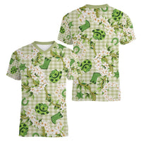 Mokihana Maile Ilima Leis Paniolo Palaka Women V-Neck T-Shirt Hawaiian Omaomo Ala Spirit - Polynesian Pride