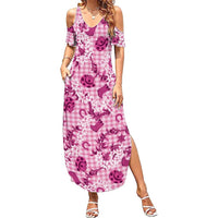 Mokihana Maile Ilima Leis Paniolo Palaka Family Matching Summer Maxi Dress and Hawaiian Shirt Hawaiian Omaomo Ulaula Spirit - Polynesian Pride