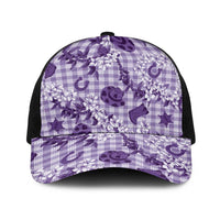 Mokihana Maile Ilima Leis Paniolo Palaka Baseball Net Cap Hawaiian Poni Spirit LT9 One Size Black Purple - Polynesian Pride