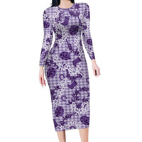 Mokihana Maile Ilima Leis Paniolo Palaka Family Matching Long Sleeve Bodycon Dress and Hawaiian Shirt Hawaiian Poni Spirit - Polynesian Pride