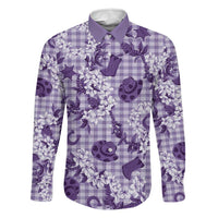 Mokihana Maile Ilima Leis Paniolo Palaka Family Matching Short Sleeve Bodycon Dress and Hawaiian Shirt Hawaiian Poni Spirit LT9 Dad's Shirt - Long Sleeve Purple - Polynesian Pride
