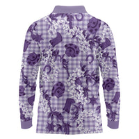 Mokihana Maile Ilima Leis Paniolo Palaka Long Sleeve Polo Shirt Hawaiian Poni Spirit - Polynesian Pride