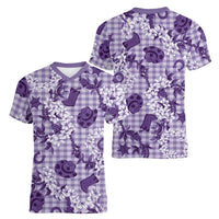 Mokihana Maile Ilima Leis Paniolo Palaka Women V-Neck T-Shirt Hawaiian Poni Spirit - Polynesian Pride