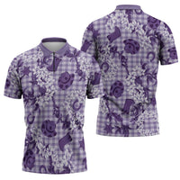 Mokihana Maile Ilima Leis Paniolo Palaka Zipper Polo Shirt Hawaiian Poni Spirit - Polynesian Pride