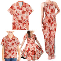 Mokihana Maile Ilima Leis Paniolo Palaka Family Matching Tank Maxi Dress and Hawaiian Shirt Hawaiian Ulaula Spirit - Polynesian Pride