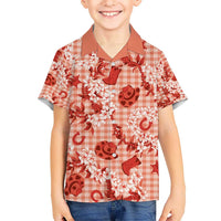 Mokihana Maile Ilima Leis Paniolo Palaka Kid Hawaiian Shirt Hawaiian Ulaula Spirit - Polynesian Pride