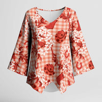 Mokihana Maile Ilima Leis Paniolo Palaka Kimono Sleeve Blouse Hawaiian Ulaula Spirit - Polynesian Pride