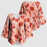 Mokihana Maile Ilima Leis Paniolo Palaka Kimono Sleeve Blouse Hawaiian Ulaula Spirit - Polynesian Pride