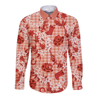 Mokihana Maile Ilima Leis Paniolo Palaka Long Sleeve Button Shirt Hawaiian Ulaula Spirit - Polynesian Pride