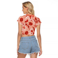 Mokihana Maile Ilima Leis Paniolo Palaka Raglan Cropped T Shirt Hawaiian Ulaula Spirit - Polynesian Pride