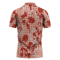 Mokihana Maile Ilima Leis Paniolo Palaka Zipper Polo Shirt Hawaiian Ulaula Spirit - Polynesian Pride