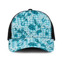 Mokihana Maile Ilima Leis Paniolo Palaka Baseball Net Cap Hawaiian Polu Opa Spirit LT9 One Size Black Turquoise - Polynesian Pride