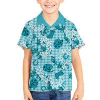 Mokihana Maile Ilima Leis Paniolo Palaka Family Matching Long Sleeve Bodycon Dress and Hawaiian Shirt Hawaiian Polu Opa Spirit - Polynesian Pride