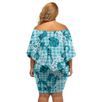 Mokihana Maile Ilima Leis Paniolo Palaka Family Matching Off Shoulder Short Dress and Hawaiian Shirt Hawaiian Polu Opa Spirit - Polynesian Pride