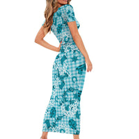 Mokihana Maile Ilima Leis Paniolo Palaka Family Matching Short Sleeve Bodycon Dress and Hawaiian Shirt Hawaiian Polu Opa Spirit - Polynesian Pride