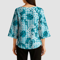 Mokihana Maile Ilima Leis Paniolo Palaka Kimono Sleeve Blouse Hawaiian Polu Opa Spirit - Polynesian Pride