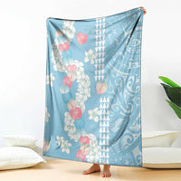 Blue Hawaii Anthurium Plumeria Lei Blanket LT9 - Polynesian Pride