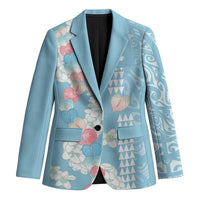 Blue Hawaii Anthurium Plumeria Lei Blazer