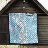 Blue Hawaii Anthurium Plumeria Lei Quilt