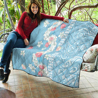 Blue Hawaii Anthurium Plumeria Lei Quilt