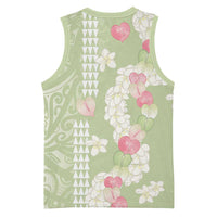 Leaf Green Hawaii Anthurium Plumeria Lei Basketball Jersey LT9 - Polynesian Pride