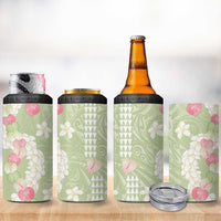 Leaf Green Hawaii Anthurium Plumeria Lei 4 in 1 Can Cooler Tumbler LT9 - Polynesian Pride