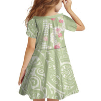 Leaf Green Hawaii Anthurium Plumeria Lei Family Matching Off The Shoulder Long Sleeve Dress and Hawaiian Shirt LT9 - Polynesian Pride