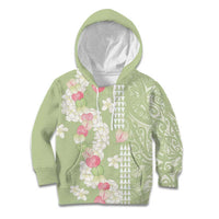 Leaf Green Hawaii Anthurium Plumeria Lei Kid Hoodie