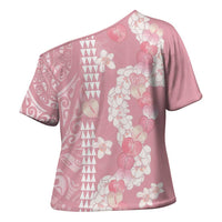 Soft Pink Hawaii Anthurium Plumeria Lei Cross Shoulder Shirt LT9 - Polynesian Pride