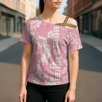 Soft Pink Hawaii Anthurium Plumeria Lei Cross Shoulder Shirt LT9 - Polynesian Pride