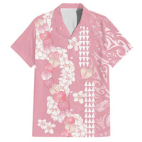 Soft Pink Hawaii Anthurium Plumeria Lei Hawaiian Shirt