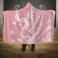 Soft Pink Hawaii Anthurium Plumeria Lei Hooded Blanket