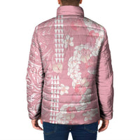 Soft Pink Hawaii Anthurium Plumeria Lei Padded Jacket