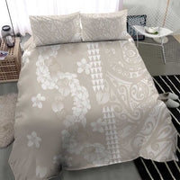 Suede Beige Hawaii Anthurium Plumeria Lei Bedding Set