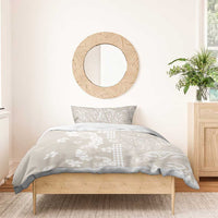 Suede Beige Hawaii Anthurium Plumeria Lei Bedding Set