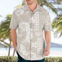Suede Beige Hawaii Anthurium Plumeria Lei Hawaiian Shirt