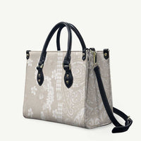Suede Beige Hawaii Anthurium Plumeria Lei Leather Bag