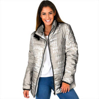 Suede Beige Hawaii Anthurium Plumeria Lei Padded Jacket LT9 Women Beige - Polynesian Pride
