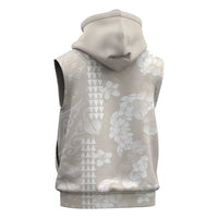 Suede Beige Hawaii Anthurium Plumeria Lei Sleeveless Hoodie LT9 - Polynesian Pride
