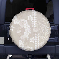 Suede Beige Hawaii Anthurium Plumeria Lei Spare Tire Cover