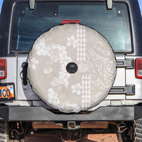 Suede Beige Hawaii Anthurium Plumeria Lei Spare Tire Cover