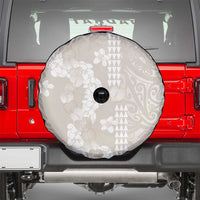 Suede Beige Hawaii Anthurium Plumeria Lei Spare Tire Cover