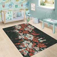 Hawaii Tartan With Hibiscus Area Rug Polynesian Pattern Vintage LT9 - Polynesian Pride