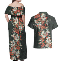 Hawaii Tartan With Hibiscus Couples Matching Off Shoulder Maxi Dress and Hawaiian Shirt Polynesian Pattern Vintage