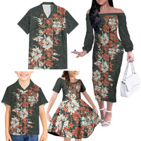 Hawaii Tartan With Hibiscus Family Matching Off The Shoulder Long Sleeve Dress and Hawaiian Shirt Polynesian Pattern Vintage
