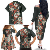 Hawaii Tartan With Hibiscus Family Matching Off The Shoulder Long Sleeve Dress and Hawaiian Shirt Polynesian Pattern Vintage