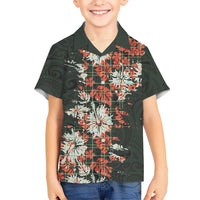 Hawaii Tartan With Hibiscus Family Matching Off The Shoulder Long Sleeve Dress and Hawaiian Shirt Polynesian Pattern Vintage